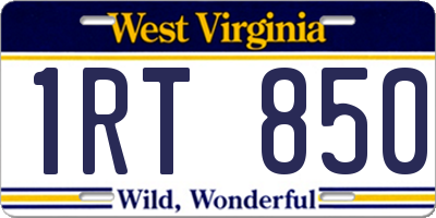 WV license plate 1RT850