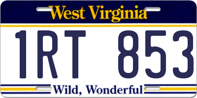 WV license plate 1RT853