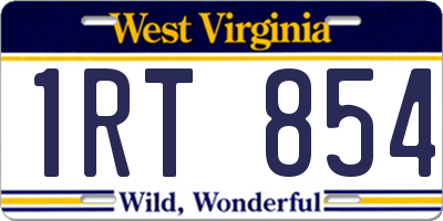 WV license plate 1RT854