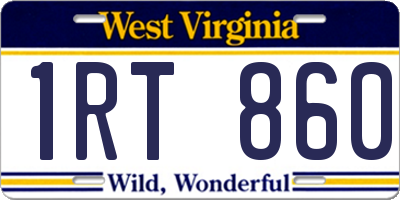 WV license plate 1RT860