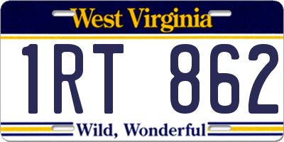 WV license plate 1RT862