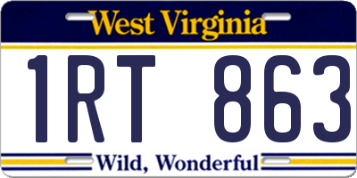 WV license plate 1RT863