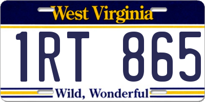 WV license plate 1RT865