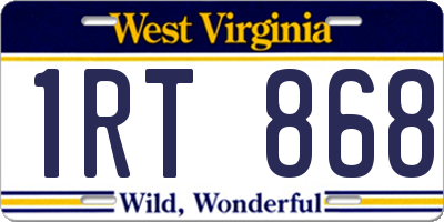 WV license plate 1RT868