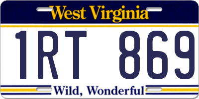 WV license plate 1RT869