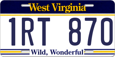 WV license plate 1RT870