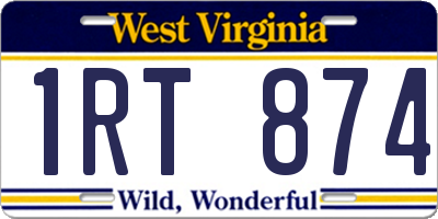 WV license plate 1RT874