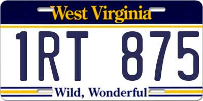 WV license plate 1RT875