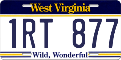 WV license plate 1RT877