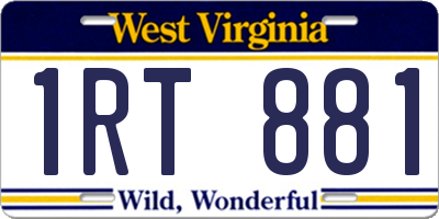 WV license plate 1RT881