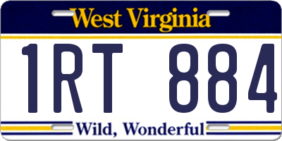 WV license plate 1RT884