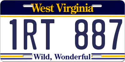 WV license plate 1RT887