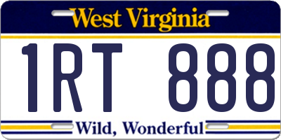 WV license plate 1RT888