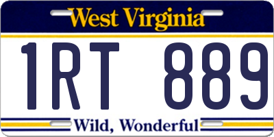 WV license plate 1RT889