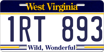 WV license plate 1RT893