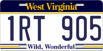WV license plate 1RT905