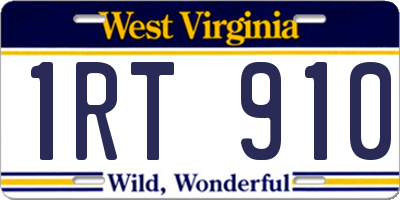 WV license plate 1RT910