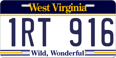 WV license plate 1RT916