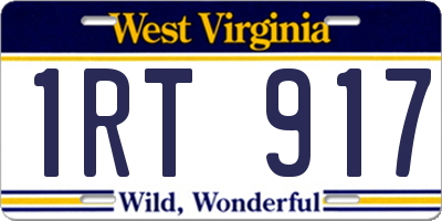 WV license plate 1RT917