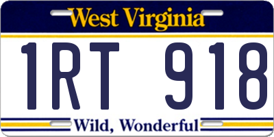 WV license plate 1RT918