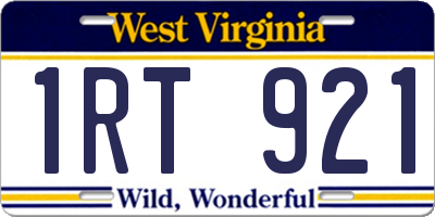 WV license plate 1RT921