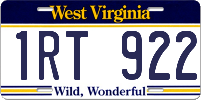 WV license plate 1RT922
