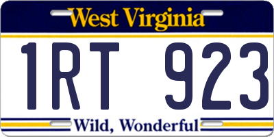 WV license plate 1RT923