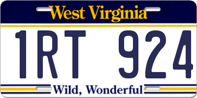WV license plate 1RT924