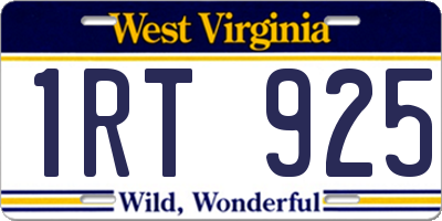 WV license plate 1RT925