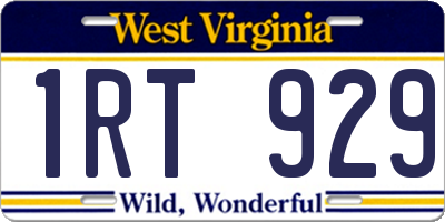 WV license plate 1RT929