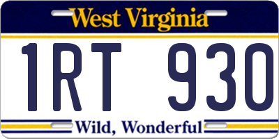 WV license plate 1RT930