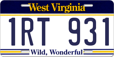 WV license plate 1RT931