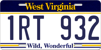 WV license plate 1RT932