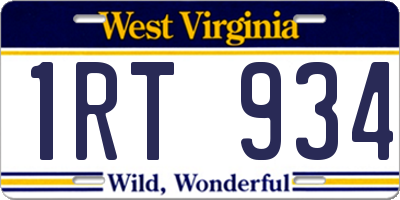 WV license plate 1RT934