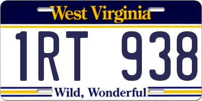 WV license plate 1RT938
