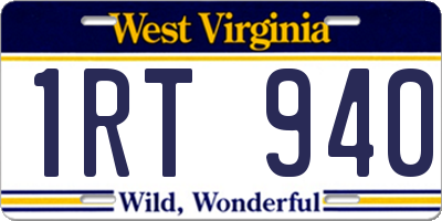 WV license plate 1RT940