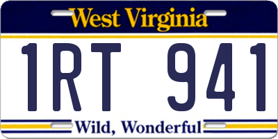 WV license plate 1RT941