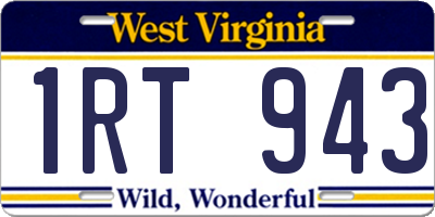 WV license plate 1RT943