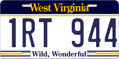 WV license plate 1RT944