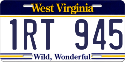 WV license plate 1RT945