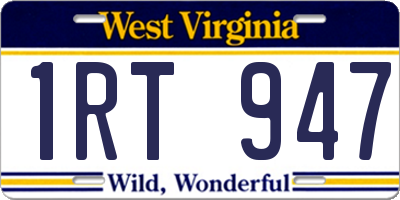 WV license plate 1RT947