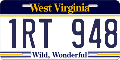 WV license plate 1RT948