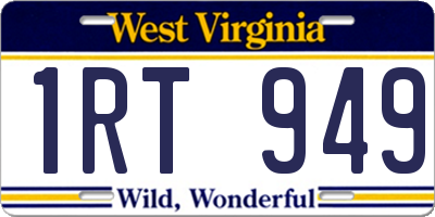 WV license plate 1RT949