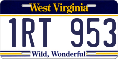 WV license plate 1RT953