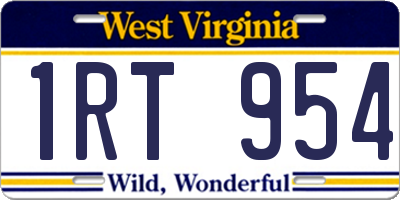 WV license plate 1RT954