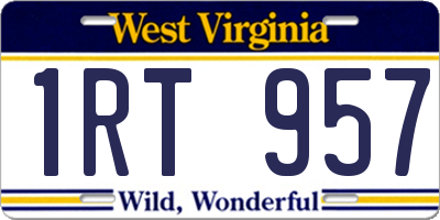 WV license plate 1RT957