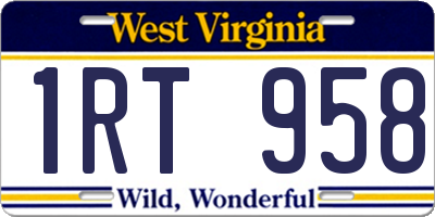 WV license plate 1RT958