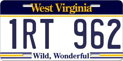 WV license plate 1RT962
