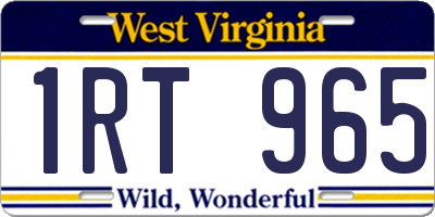 WV license plate 1RT965