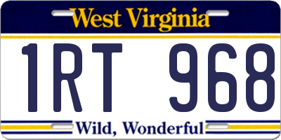 WV license plate 1RT968